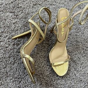 Gold Strappy High Heel Sandals